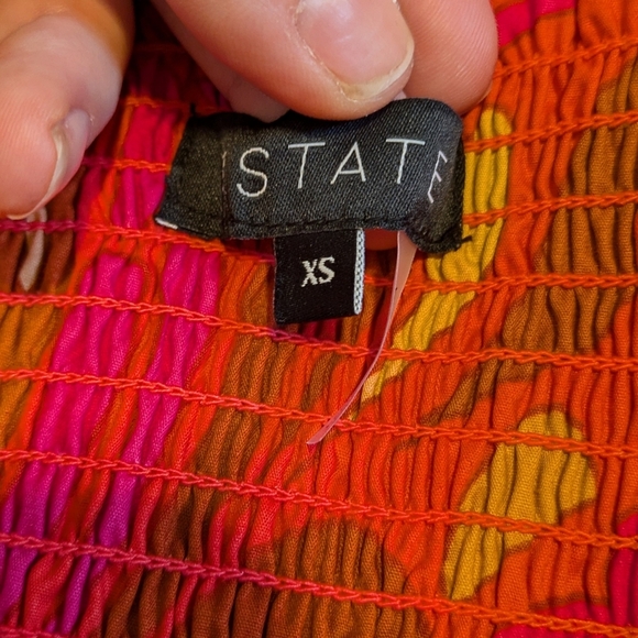 Pink Printed Puff Sleeve Maxi Dress V-neck Empire waist full Skirt NWT Size XS - Picture 6 of 7